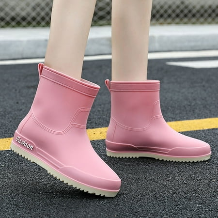 

Daznico Rain Boots Women Slip Women s Rain Shoes Korean Version Solid Color Short Tube Women s Water Shoes Walking Shoes Women(Color:Pink Size:7)