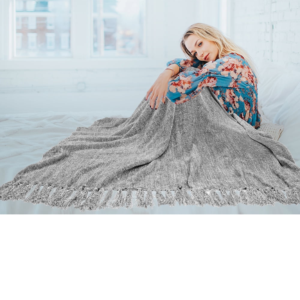Amped fleece fringe trim throw blanket sales