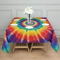 thumbnail image 3 of Colorful Rainbow Tie Dye Spiral Pattern Square Tablecloth,Waterproof Square Table Cover,Wipeable Spillproof Washable Table Cover for Home Kitchen Party Decor 60"x60"(152x152cm), 3 of 6