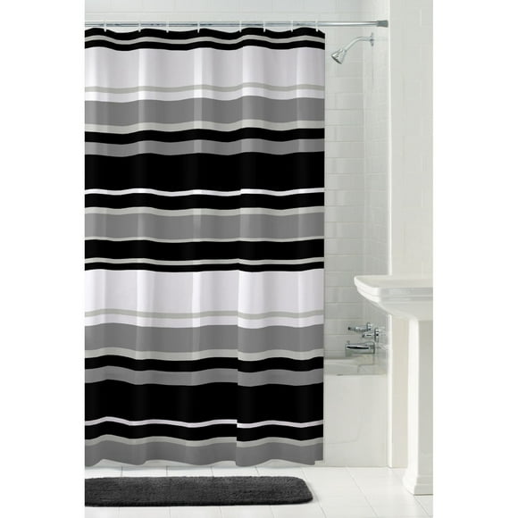 Rideau ou doublure de douche en PEVA James Stripe Mainstays, 178 x 183 cm, noir