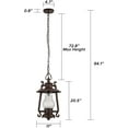 thumbnail image 3 of GZBtech Outdoor Pendant Light Oil Rubbed Bronze Finish Ceiling Hanging Light with Frosted Glass Shade Wall Mount for Porch 1 Light, 3 of 6