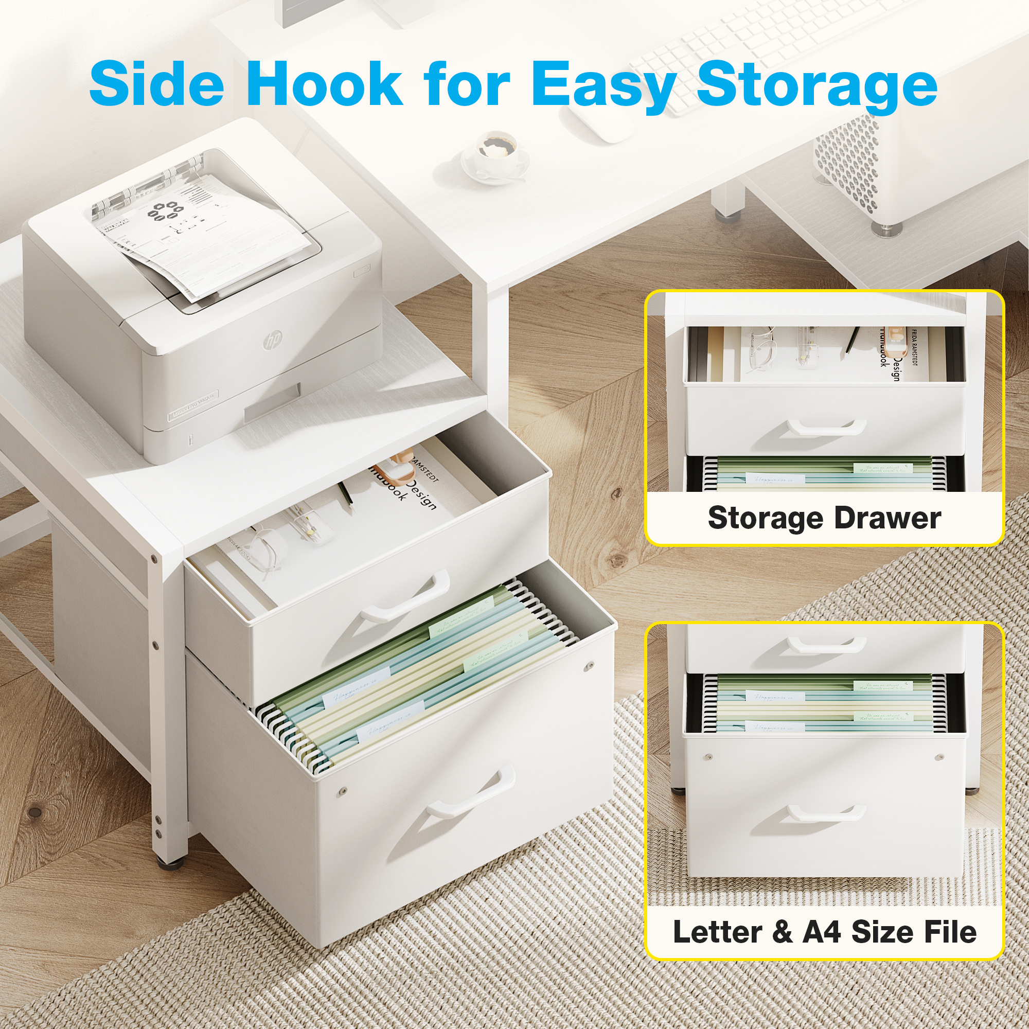Casacomoda L-Shaped Corner Desk with File Drawer & Shelves photo 3