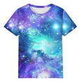 thumbnail image 4 of Otvok Womens Light Blue Tops Round Neck Star Printed Casual Short Sleeve Tops, 4 of 6