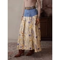 thumbnail image 6 of Womens Blue Denim Waist Floral Patchwork Maxi Skirt Casual Bohemian Style, 6 of 7