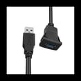 thumbnail image 2 of 2 Pcs 1M Socket Cable USB 3.0 Auto Car Flush Mount Male to Female Extension Cord Dashboard Panel Square Audio Line,2 * Mount Cable,Black, 2 of 8