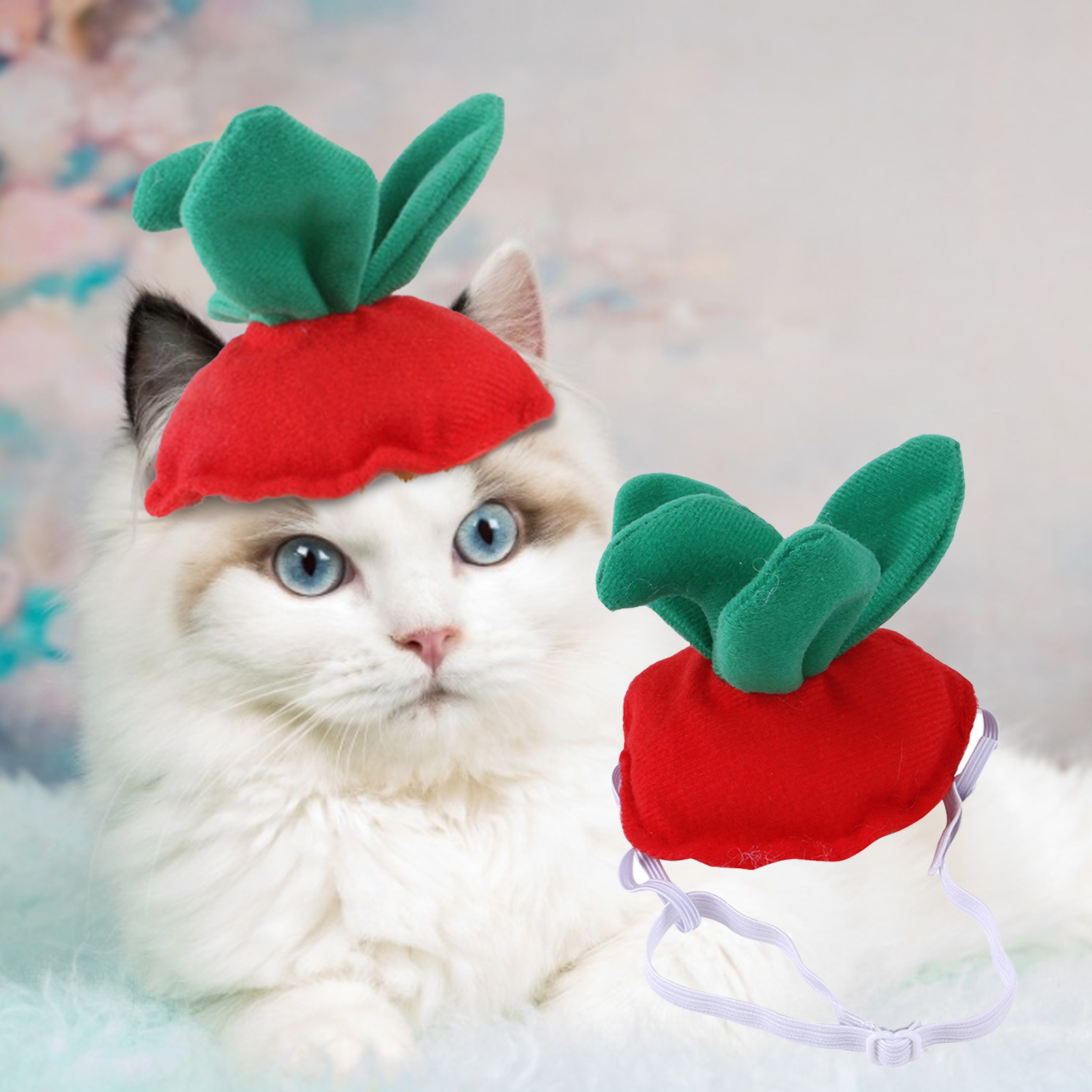 Essen Pet Hat Green Leaf Red Strawberry 