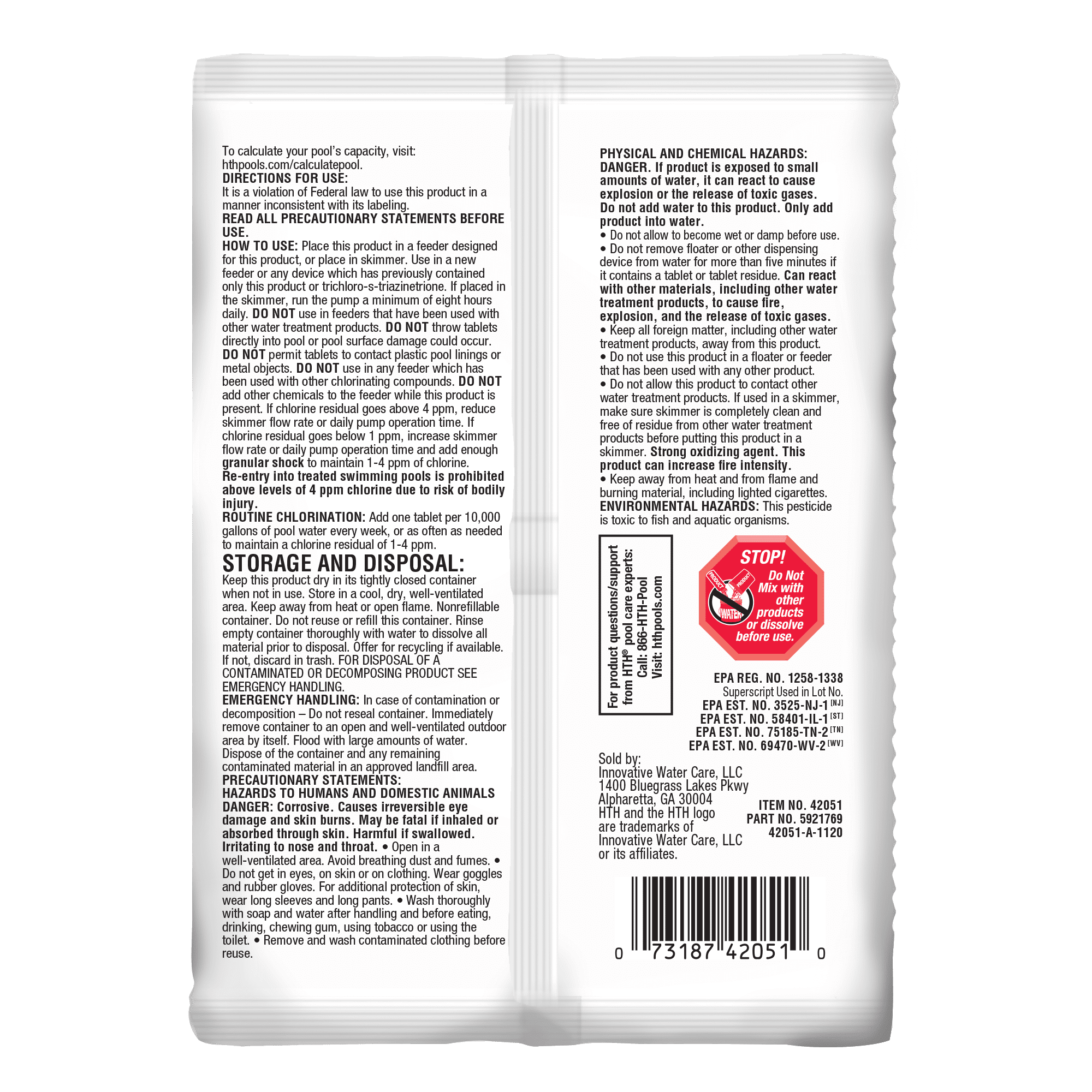 HTH Pool Care 3" Chlorine Tablet Advanced, Pool Chemical Sanitizer, for Routine Chlorination