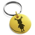 thumbnail image 1 of Rose Gold Stainless Steel Rudolph Reindeer Engraved Small Medallion Circle Charm Keychain Keyring, 1 of 1