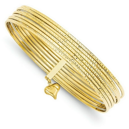 Prince Gold Bangles - 14k Yellow Gold D/C Slip On 7 Bangles