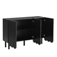 thumbnail image 4 of M optimized Modern Shoe Cabinet with 5 Solid Wood Legs, Minimalist Sideboard with 3 Wave Doors, Adjustable Shelves, Large Storage Cabinet, 4 of 9
