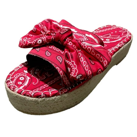 VerPetridure Black Sandals Women Women s Summer Slip-On Bow Flat Beach Open Toe Breathable Sandals Weave Shoes