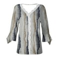 thumbnail image 5 of Dyegold Blouses For Women Dressy Casual 3/4 Flare Sleeve Lace Trim V Neck Floral Print Vintage Tunic Tops Loose Fit Shirts, 5 of 5