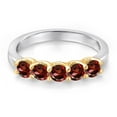 thumbnail image 3 of Gem Stone King 925 Silver and 10K Yellow Gold Red Zirconia Wedding-Bands Ring for Women | 0.85 Cttw | Round 3.5MM | Gemstone Birthstone | Size 6, 3 of 6