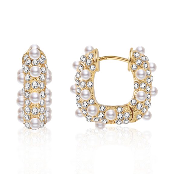 Lancharmed Gold Plated Earrings for Mother,Pearl Zircon Earring Sister Gifts