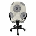 thumbnail image 3 of Oriental Office Chair Slipcover, Medallion Motif with Floral and Leafy Ornaments, Protective Stretch Decorative Fabric Cover, Standard Size, Grey Yellow Violet Blue, by Ambesonne, 3 of 5