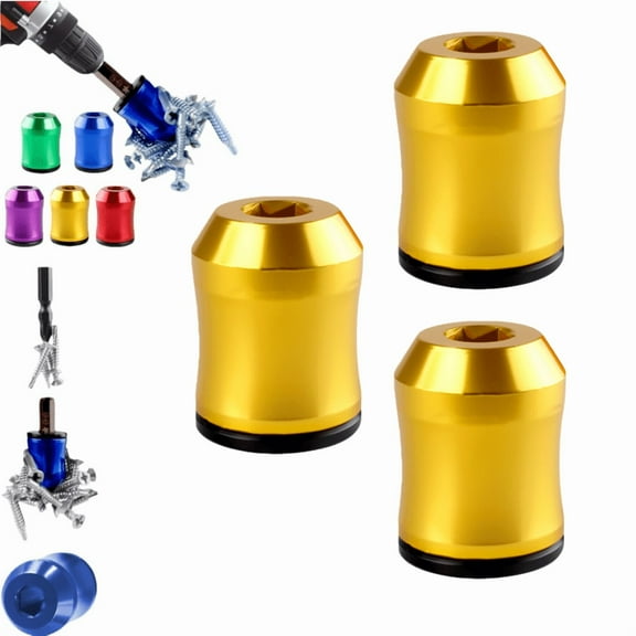 Strong Magnetic Screw Ring, Screwdriver Head Magnetic Ring Screw Holder with Anti-Slip Design Removable Coil for Drill Tools Household Repairs Mechanics Carpenters(3pcs,Yellow)