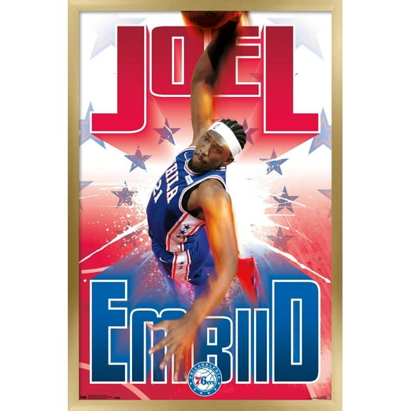 NBA Philadelphia 76ers - Joel EmbIId 17 Wall Poster, 14.725" x 22.375", Framed
