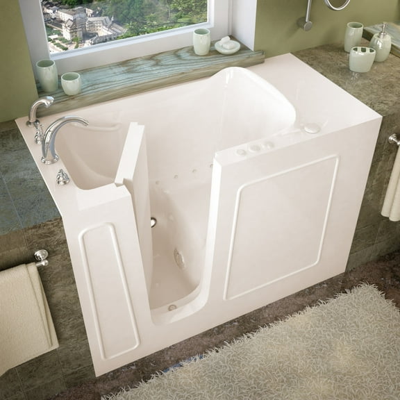 Meditub 2653La 53" Fiberglass Air Walk In Tub For Alcove Installations - Off White