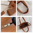 thumbnail image 3 of Bolsa de hombro de paja tejida de mano de cuero simple para mujer (Marrón) Ehuebsd Para Estrenar, 3 of 9