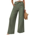thumbnail image 2 of Jxximdong Palazzo Pants for Women, Casual Cotton and Linen Wide Leg Pants with Pockets Boho Palazzo High Waist Trousers, Green Womens Casual Trousers, 2 of 9