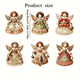 thumbnail image 3 of Set de adornos navideños vintage - 12 decoraciones colgantes de madera impresas con ilustraciones florales y de encaje para el árbol navideño de la granja bohemia, 3 of 6
