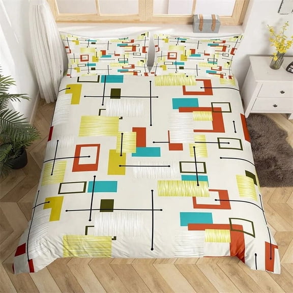 3D Red Rose Duvet Cover Bohemia Vintage Flower Comforter Cover Modern Geometric Square Bedding Set Abstract Striped Pillowcases