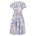 thumbnail image 1 of VISgogo Vestido de verano para mujer, manga corta, cuello en V, estampado a la moda, cierre de botón, vestido con cinturón VISgogo moda, 1 of 8
