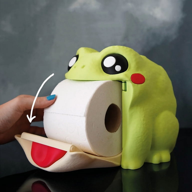 Wickedwinks The Frog Toilet Paper Holder – Cute 3D Printed Frog With Flip Belly Access, Light Green (1pc)