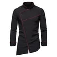 thumbnail image 1 of CEHVOM Chemise Décontractée à Col Montant pour Hommes Ourlet Incliné Manches Longues, 1 of 8