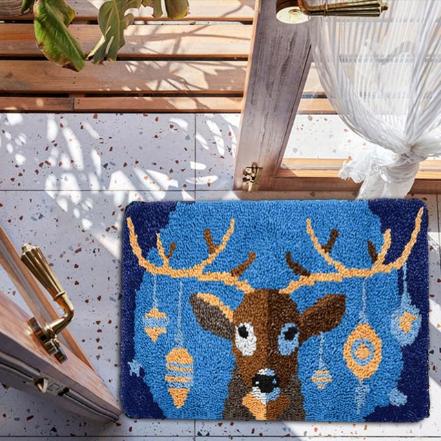 Elk Latch Hook de alfombra Decoración Regalo de artesanía Conjunto creativo Alfombra de Alfombra de bricolaje s de hilo de Baoblaze Kits para alfombras con gancho de lengüeta