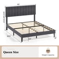 thumbnail image 5 of Demi Bonn Queen Size Upholstered Platform Bed, 3-Level Adjustable Vertical Channel Headboard, Linen Fabric, Noise-Free Foam & Non-Slip Pads, Gray, 5 of 7
