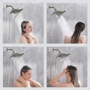Bright Showers Dual Shower Head Combo, Handheld Showerhead Rainfall Shower Set with 60 inch Long Stainless Steel Shower Hose, Brushed Nickel