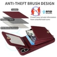 thumbnail image 5 of Nalacover RFID Blocking Wallet Case for iPhone X/XS, Shockproof PU Leather Magnetic Button Zipper Purse Card Slots & Kickstand Crossbody Phone Case with Shoulder & Wrist Strap,Winered, 5 of 12