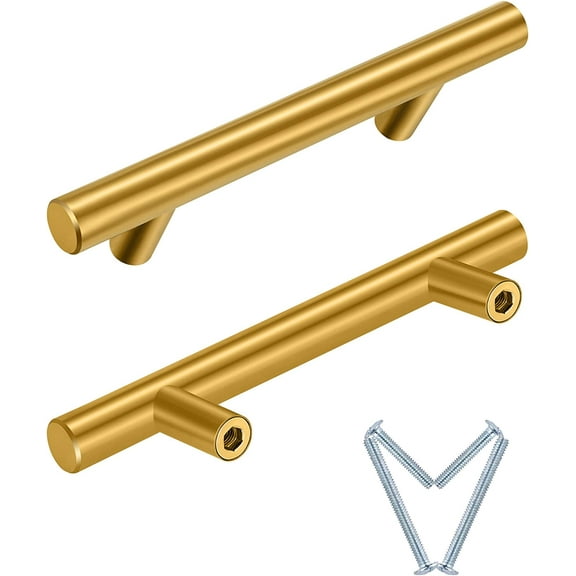 20 Pack | 3'' Center to Center Brushed Gold Cabinet Pulls - Kitchen Cabinet Handles,Made of Stainless Steel,Ideal for Cabinet,Drawer,Cupboard and Wardrobe.