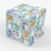 Stesha Party Kids PresNok Valentines Wrapping Paper for Gifts, Present Wrap - Unicorn, Sloth, Cat, Bunny, Dinosaur, Tiger, Turtle, Llama - Ideal for Gifting on Valentine's Day, 30x20, 3 Sheets