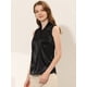thumbnail image 3 of INSPIRE CHIC Blusa de satén para mujer, cuello de lazo sólido, elegante, informal, sin mangas, para trabajo de oficina Negro XL, 3 of 5
