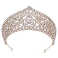 thumbnail image 1 of Tiara de corona Fernando nupcial de cristal de boda para mujer dorado, 1 of 8