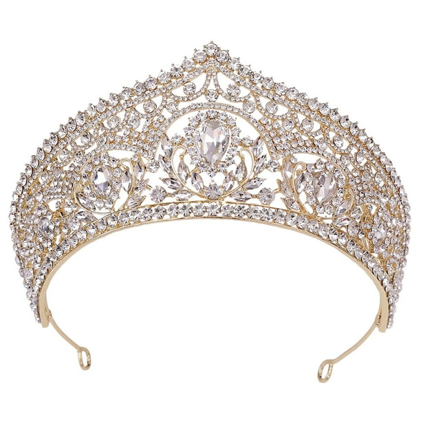 Tocados de novia con corona de cristal para bodas de mujer para producciones teatrales de Halloween Dorado