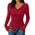 thumbnail image 2 of Womens Tops Long Sleeve Shirts Fall Fashion Clothes Casual Blouses Trendy Wine S, 2 of 4