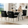 thumbnail image 3 of Mistpeople Velvet Dining Chairs Set of 4,Modern Simple Kitchen Dining Room Chairs,Thickened Upholstery with Gold Metal Legs,Pleated Design Accent Chair with Frosted Carrying Handle (Black), 3 of 6