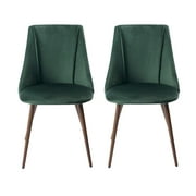 HouseInBox Velvet Upholstered Dining Side Chair Set of 2, Green