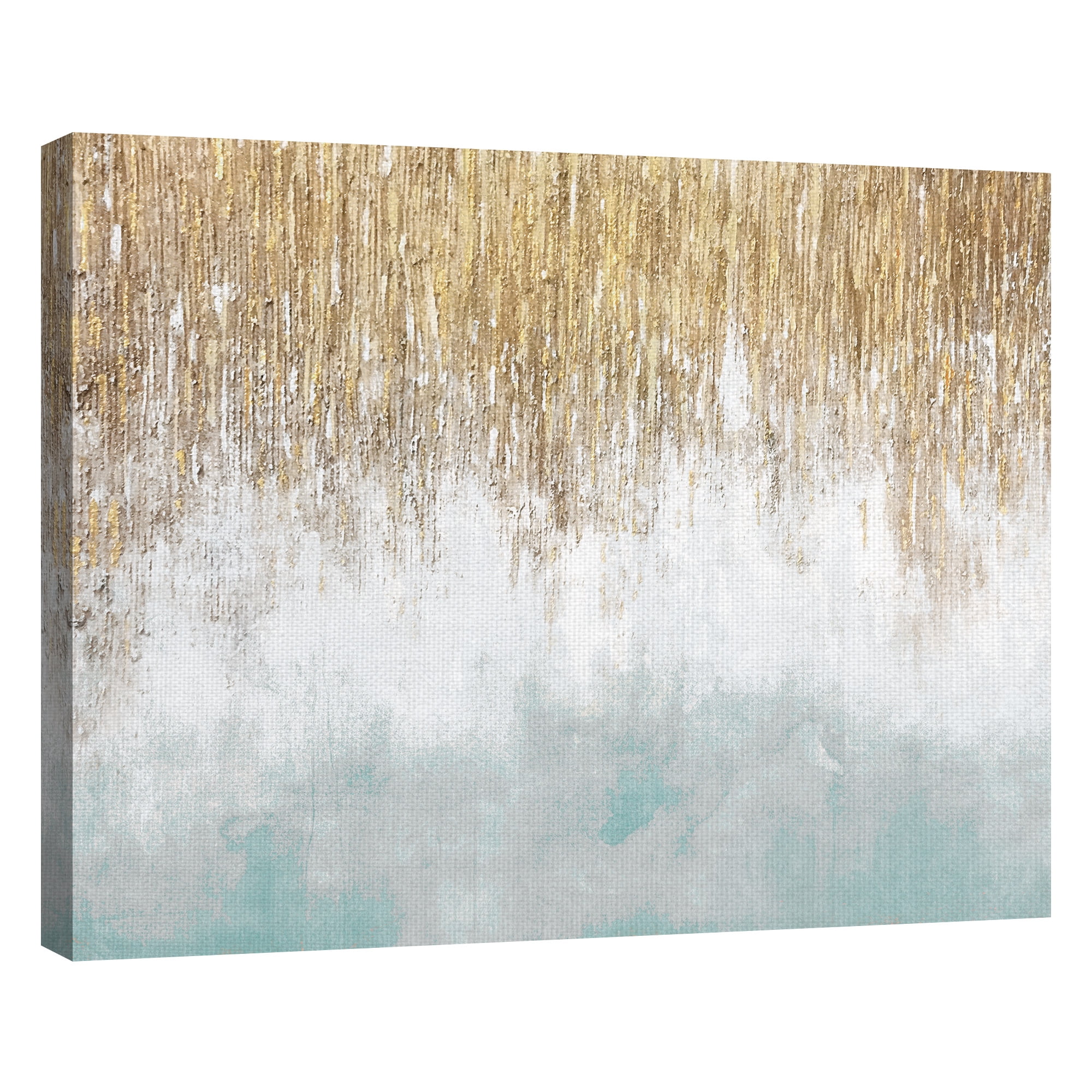Masterpiece Art Gallery Sage Blue & Gold Shimmer Abstract by Willowbrook Fine Art Canvas Art Print 22" x 28"