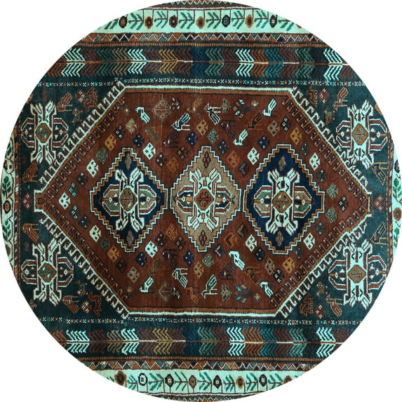 Ahgly Company Indoor Round Persian Light Blue Traditional Area Rugs, 4' Round
