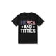 thumbnail image 1 of Merica and Titties Graphic Tee - Funny Patriotic Shirt for Women Men - Casual Summer Tops - Cool american Flag Design - Humorous Gifts for Couples For Women For Men [180G 100% cotton, lightweight and, 1 of 6