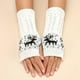 thumbnail image 1 of Women Fingerless Gloves - Winter Arm Warmer Gloves Wrist Gloves Thumbhole Stretchy Gloves Knitted Gloves2setwhite + Black, 1 of 4