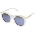 thumbnail image 2 of sunglassLA Unisex Women's Fashion Oversized Flash Mirrored Flat Lens Round Sunglasses (Shiny White-Gold / Blue Mirror) - 65mm, 2 of 4