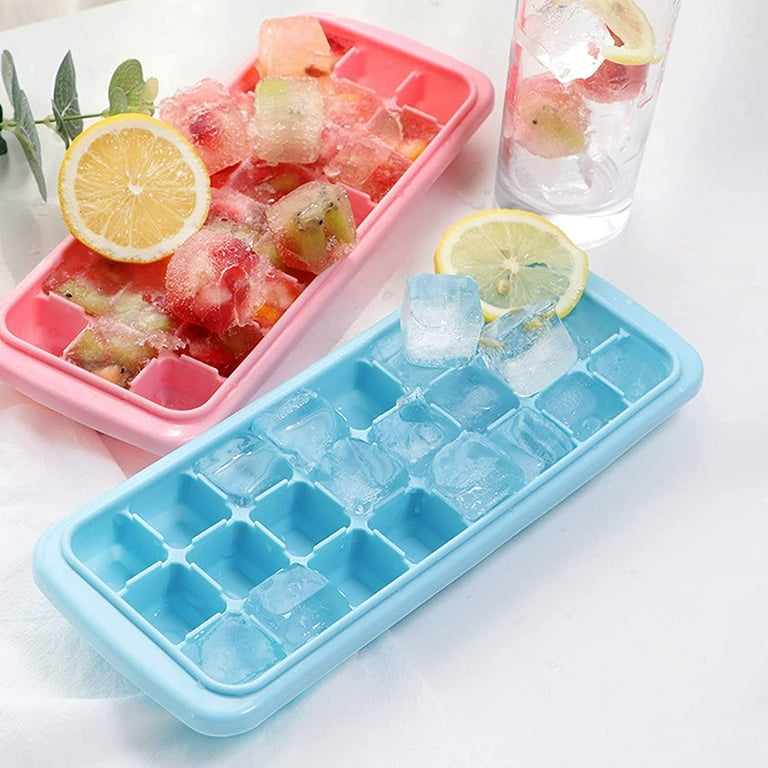 2 Pcs Ice Cube Tray Large Square Silicone Ice Cube Tray with Lid Space  Saving Stackable Ice Cube Tray Ice Cube Tray Used for Cocktail Whiskey  Drink e Baby Food Etc 24