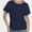 Navy, variant on Women's Short Sleeve Boat Neck Dolman Top with Side Shirring