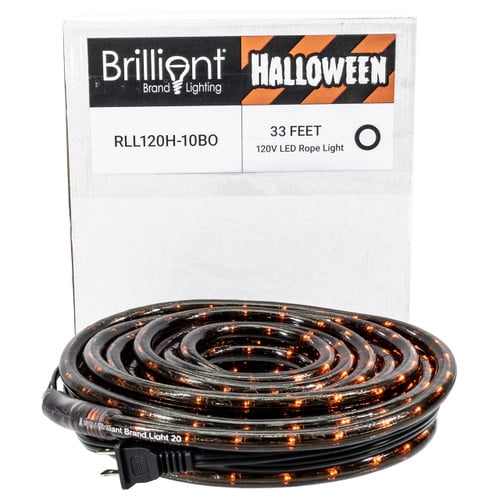 Brilliant Brand Lighting - Orange LED Rope Light Black PVC - Halloween Decoration - 33 Feet - Indoor/Outdoor