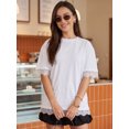 thumbnail image 5 of LMLYSoH Women's Summer Oversized T-Shirt Lace Patchwork Crew Neck Short Sleeve Loose Fitting Tops, 5 of 9
